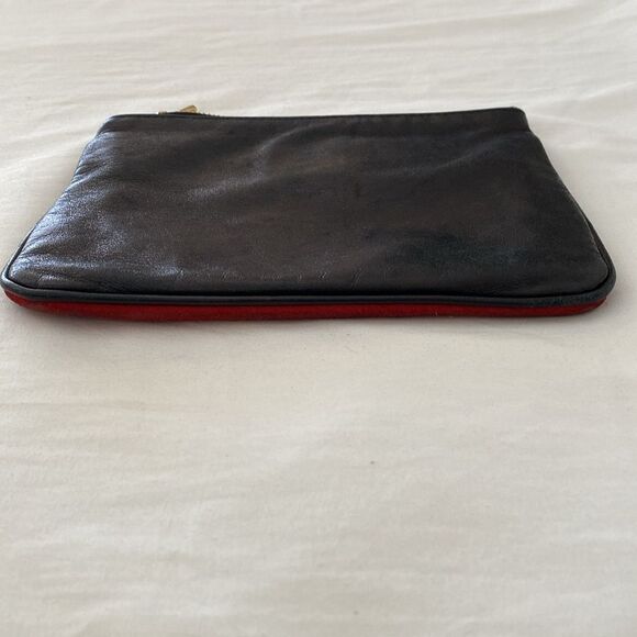 BALMAIN Paris x H & M Black Leather/ Red Suede Zipper Closure Small Bag - Picture 3 of 8